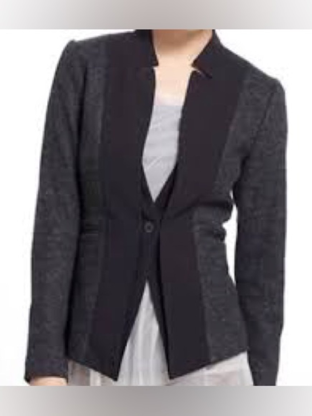 ANTHROPOLOGIE ELEVENSES Black and Gray Chic Wool Blend Blazer